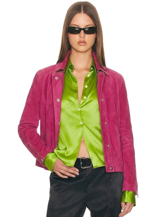 Michael Kors Jackets & Blazers - Michael Kors Barbie Pink Suede Jacket Sz Medium Coastal Cowgirl Western Boho Y2K